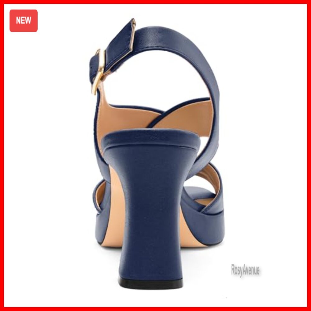 Chunky Platform Heels Square Toe Slingback Sandal… - image 4